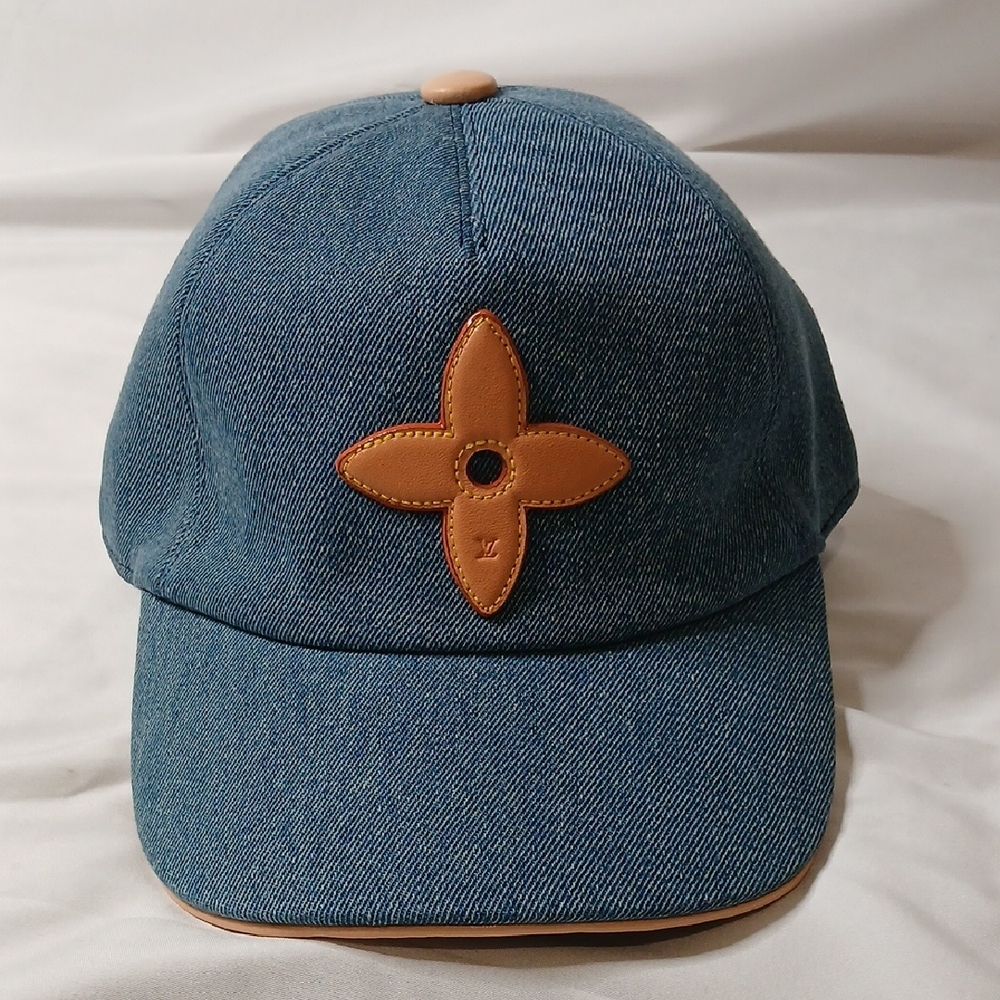 Louis Vuitton Denim and Leather Flower Cap